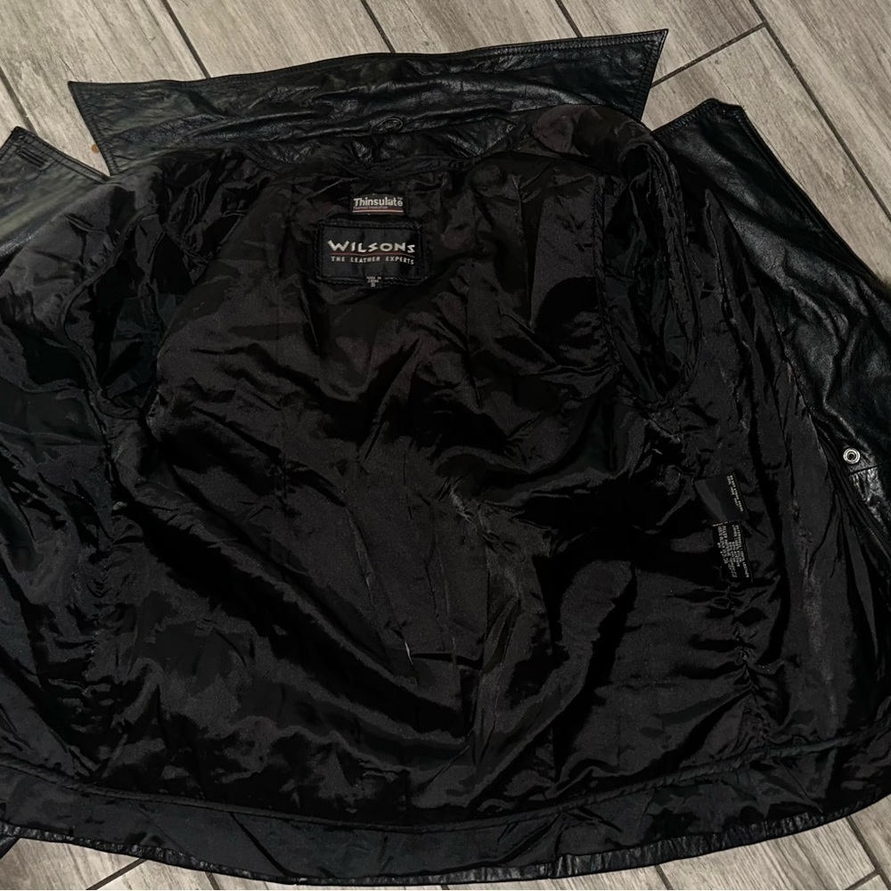 Men’s Pre Own As Is SizeS Small Button Wilson’s Express Black Leather Jacket - Picture 2 of 6